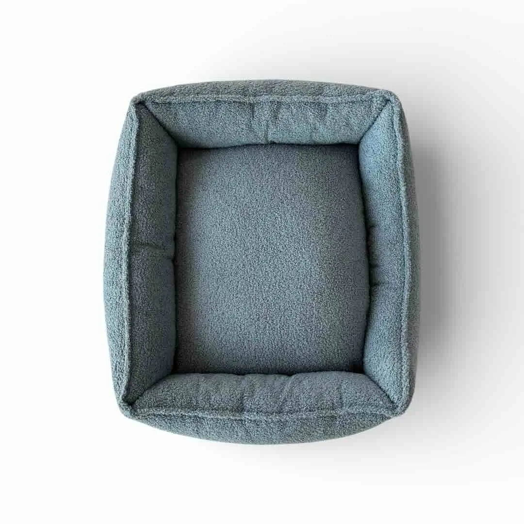 legowisko dla psa boucle niebieski denim