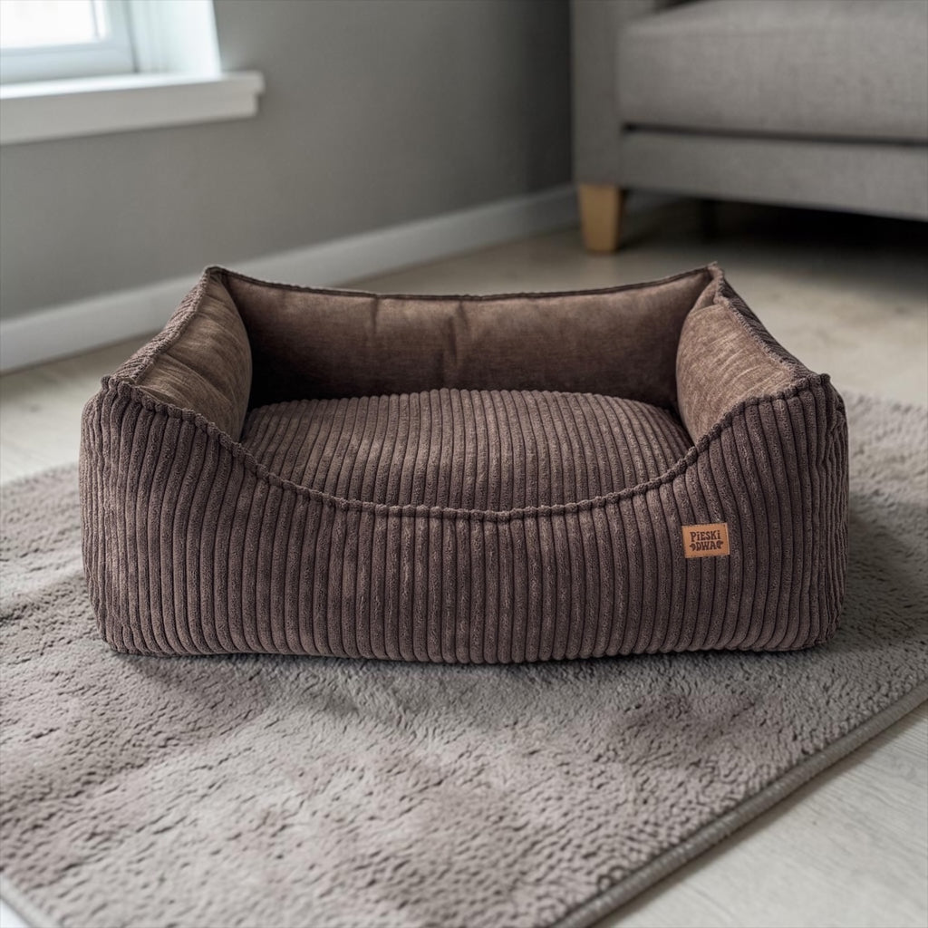 Legowisko dla Psa Kanapa Prążki brąz Gorzka Czekolada