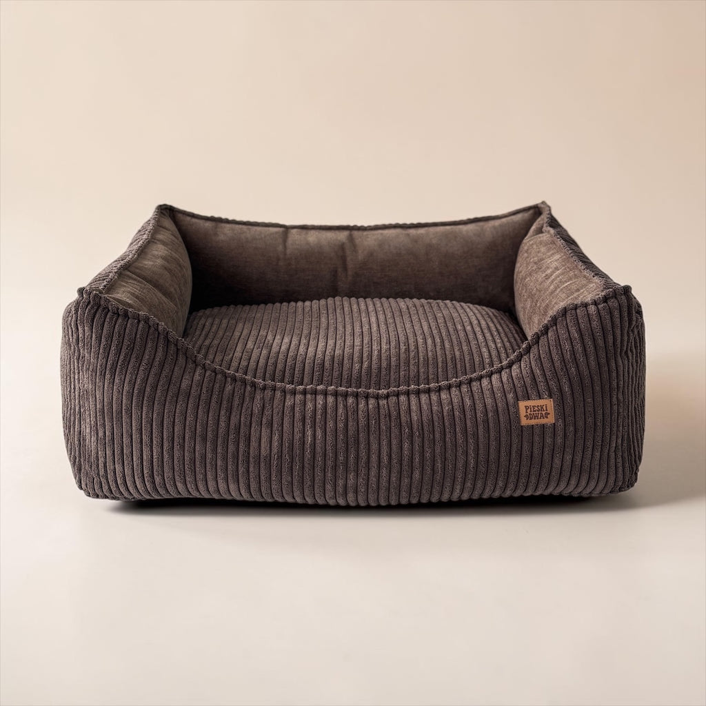 Legowisko dla Psa Kanapa Prążki brąz Gorzka Czekolada