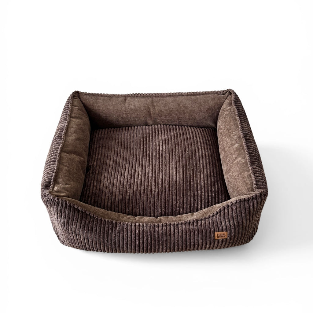 Legowisko dla Psa Kanapa Prążki brąz Gorzka Czekolada