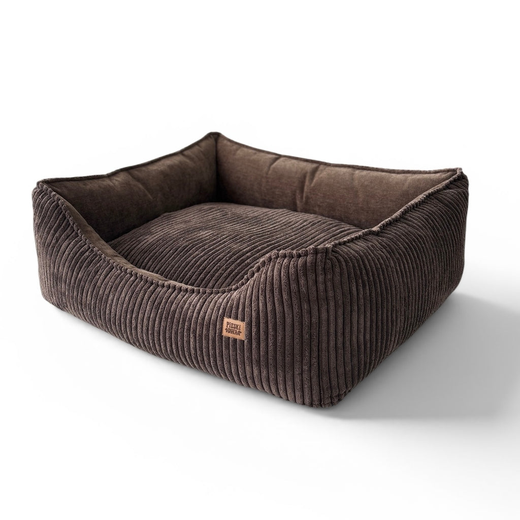 Legowisko dla Psa Kanapa Prążki brąz Gorzka Czekolada